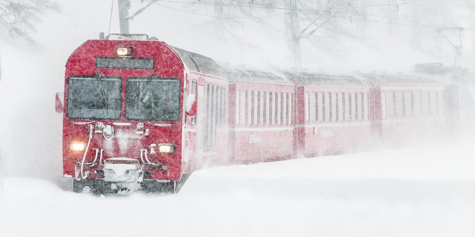 bernina train in winter