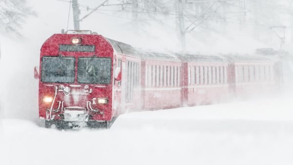 bernina train in winter